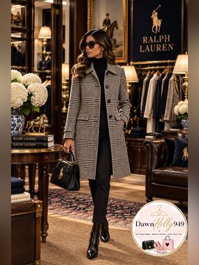 Ralph Lauren Black and White Houndstooth Women's Coat